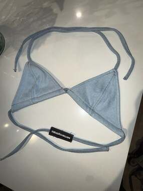 Mpaz Studio Recycled Denim Triangle Bikini Top Size M-L